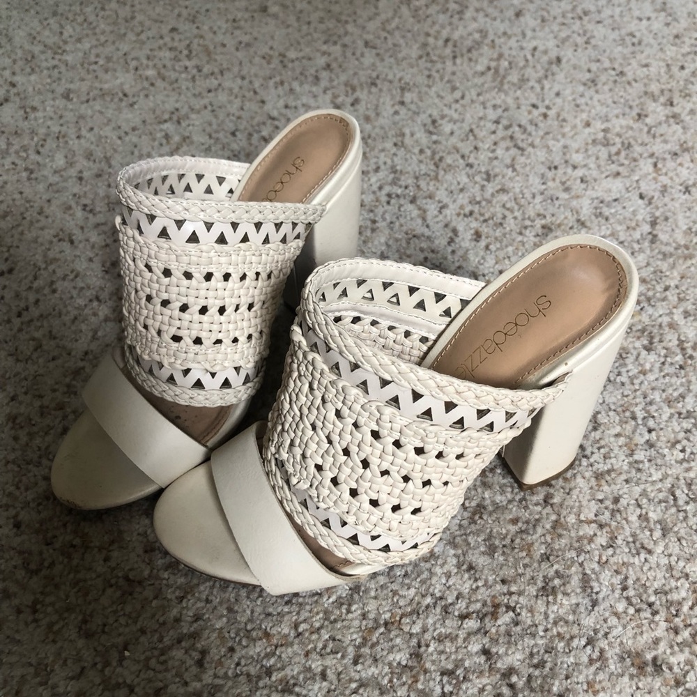 Cream Block Heels